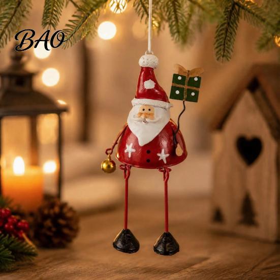 Reusable Winter Home Indoor Decorations Christmas Tree Ornaments, Santa/Snowman/Elk Rustic Holiday Xmas Hanging Small Gift for Stocking Stuffers