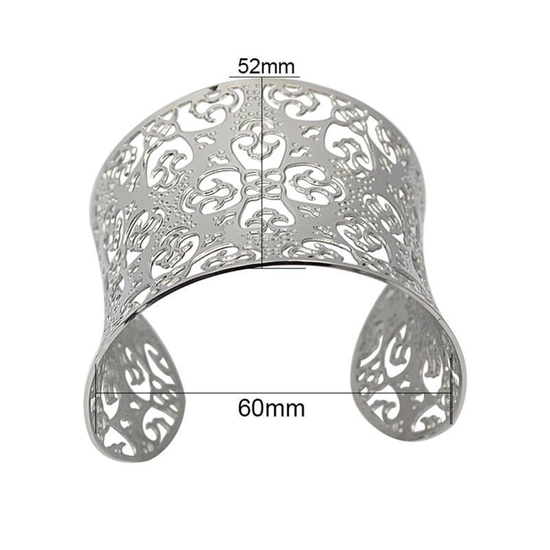 Wide Steel Cuff Geometrik Bangle Women Body Jewelry Bangles Silver Color