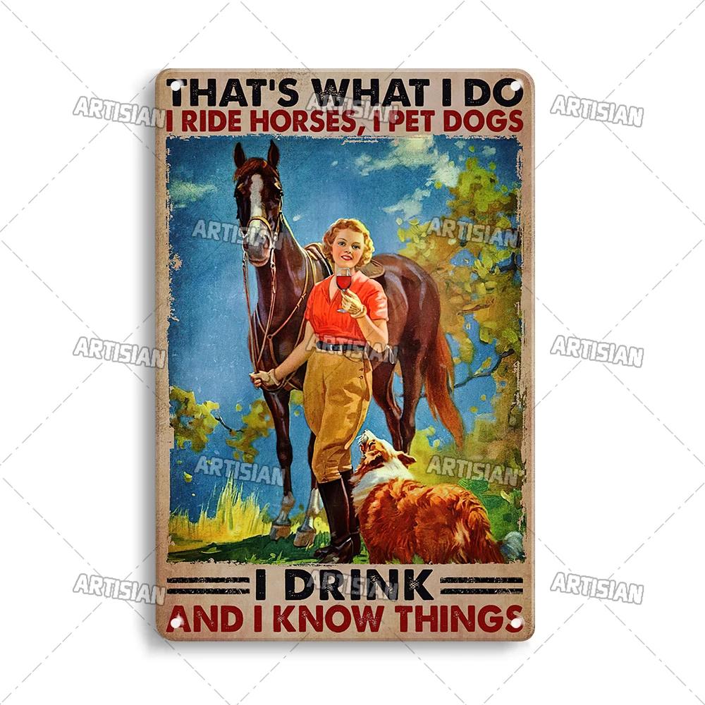 

ARTISIAN Weathered Girl And Horse Art Metal Poster Vintage Wall Plate Classic Sport Metal Plaque Bar Cafe Garage Wall Decor Sign 20x30cm