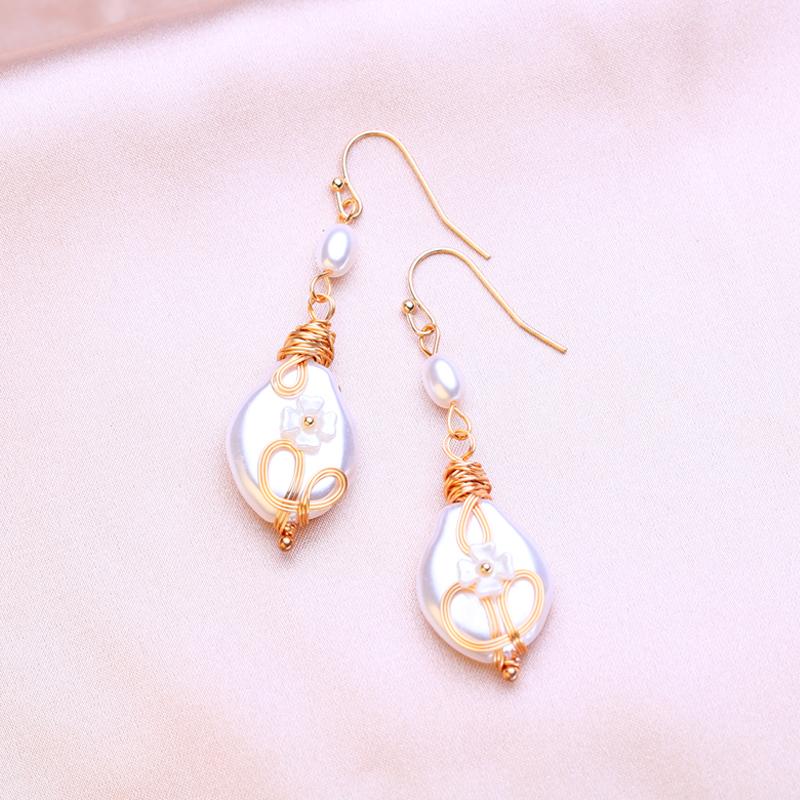 KNIKOO Drop Earrings For Women Fashion Pearl Earrings Jewerly For Wedding Bride Party Flower Earrings Gifts