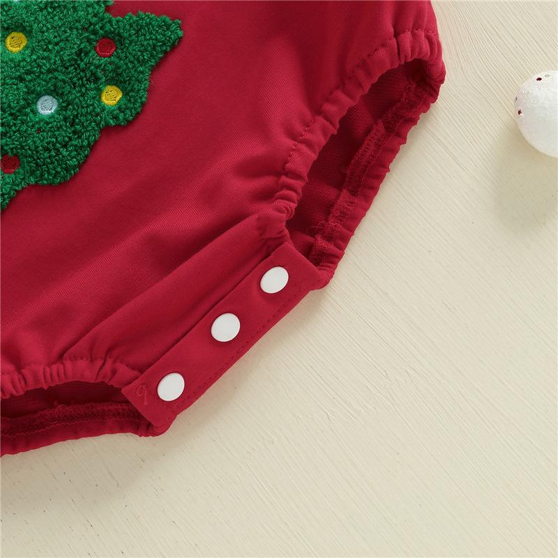 Infant & Toddler Christmas Tree Embroidered Long Sleeve Romper