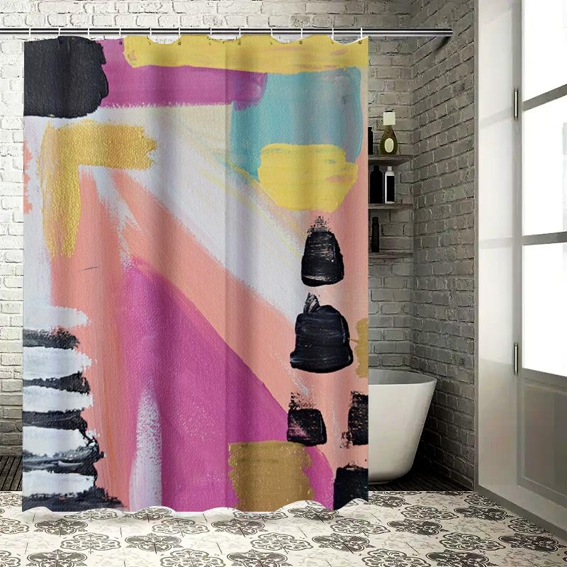 

Colorful Brush Strokes Shower Curtain Modern Bathroom Decor For Home Improvement Projects W60H190(CM)-1 Pcs