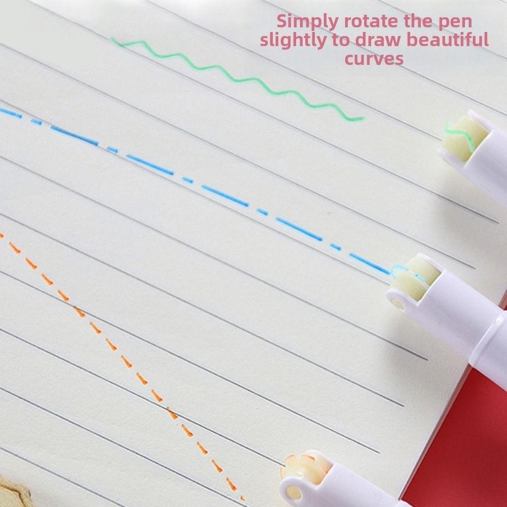 6Pcs/Set Flowers Line Shaped Colored Highlighter Pen Set Line Shaped Marker  Office Supplies