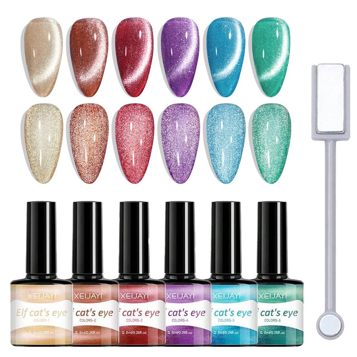 

Multi-Color Flashy Cat Eye Gel Polish - Special Crystal Nail Art for Salons