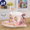 200ML Bone Cna 3D Color Enamel Animal Coffee Cup with Saucer and Spoon Ceramic Afternoon Teacups Drinwkare