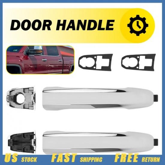 2 Exterior Door Handle For 2014- Chevrolet Silverado 1500 Driver Side Chrome