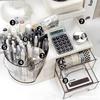2-In-1 Rotating Pen Holder Rotating Desktop Organizer Storage Box With Drawer Plastic Pen Holder Cosmetic Storage Box
