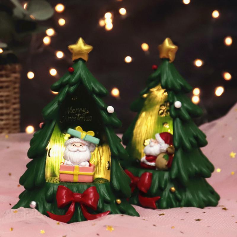 2025 Miniature Figurines Beautiful Mini Christmas Tree Elk Snowman Figurine Decor Compact Miniature Statue For Home