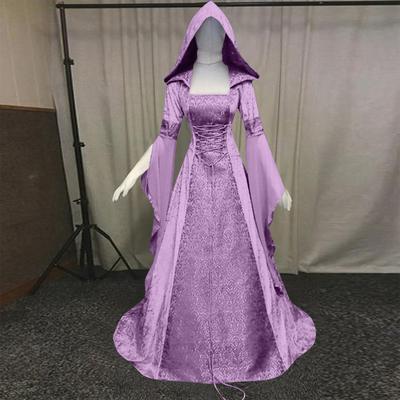 Kadın Moda Uzun Kollu Kapşonlu Gotik Elbise Kat Uzunluk Cosplay Elbise