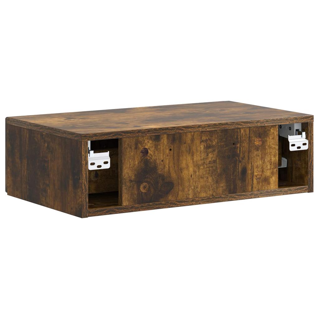 Wall Mounted Side Table Smoked Oak Wood Based Material