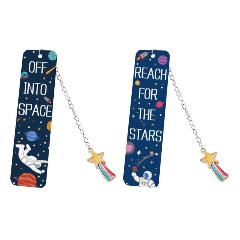 2x Metalowe Zakładki do Książek Zakładka z Astronautą Motyw Gwieździstego Nieba Zakładka do Strony Książki Artykuły Szkolne Biurowe dla Uczniów Nauczyciela