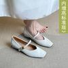 Sheepskin version silver inner height increasing shoes square head new single shoes women's beautiful ballet shoes thick high heel Mary Jane shoes