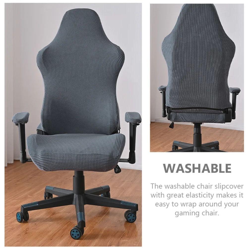 Solid Color Computer Chair Cover Polyester Seat Protectors Chair Seat Slipcovers  Four Seasons