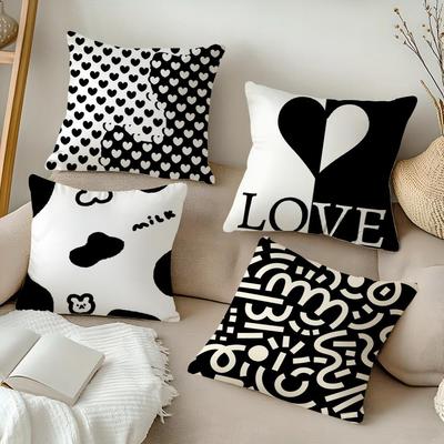 Advanced Black White Cushion Cover Soft Plush Throw Pillow Cover  DoubleSided Decorative Cushion Case  Sofa Bedroom Decor