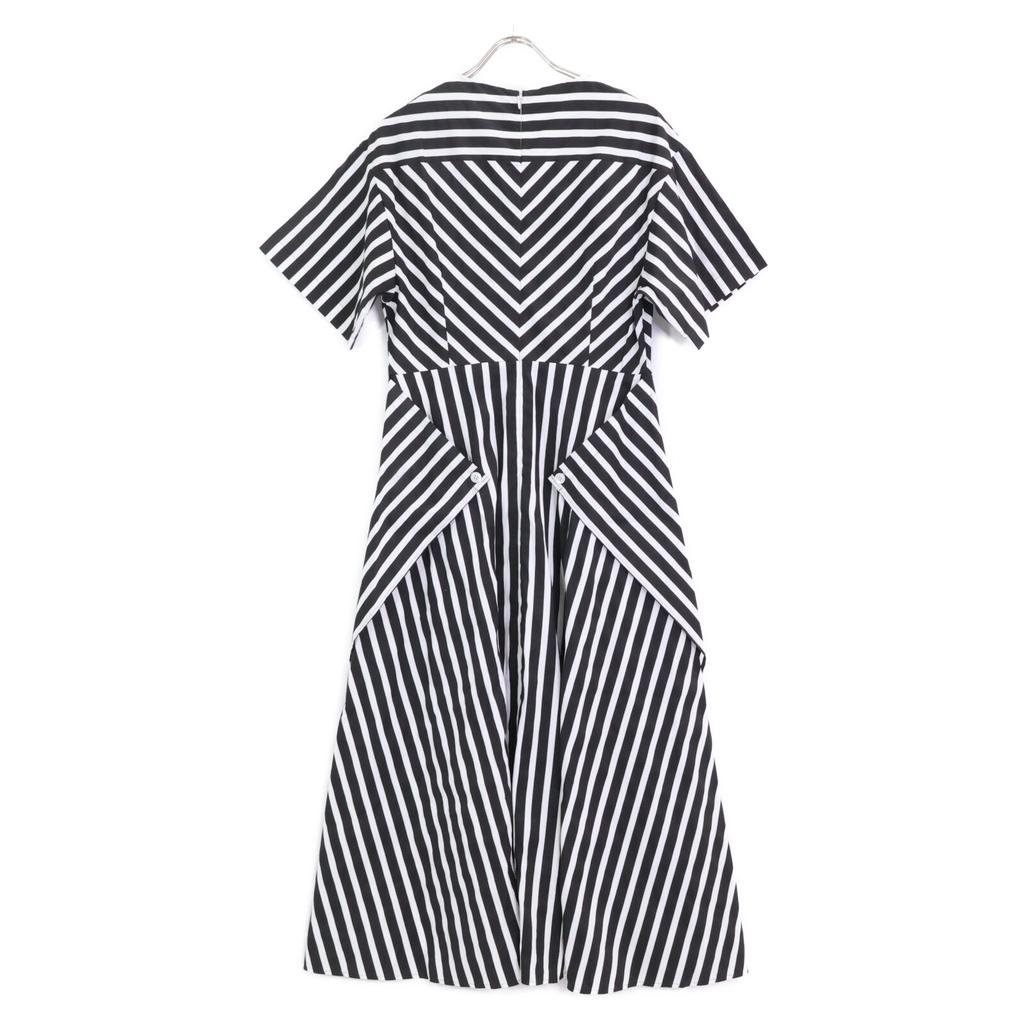 LE PHIL 534-0240601 Black x White Striped Short Sleeve Maxi Dress dress 1 Black x whiteUsed