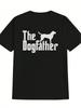 S Lässiges Hundepapa Silhouette Grafik-T-Shirt - Schwarzer Rundhalsausschnitt, Kurze Ärmel, Sommerhemd Mit Auffälligem Design, Ideales Geschenk Für Hundeliebhaber,