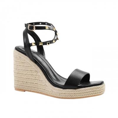 Womens/Ladies Texas Studded PU Crossover Strap Wedge