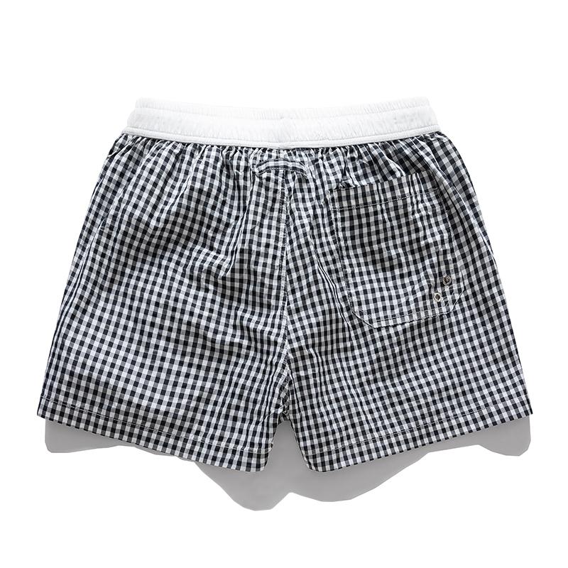 Men's Gingham Check Casual Shorts – Elastic Drawstring Waist Pocket Shorts for Summer Daily & Streetwear