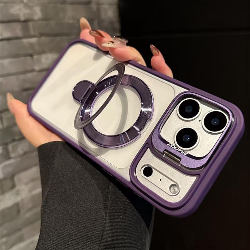 For Lens Stand Phone Cases For For Iphone 17 16 1 14 13 12 11 Pro Max Plus Air Case Magnetic Ring Holder Shockproof Cover