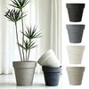 Large Resin Flower Pots for Indoor Plants Round Planter with Drainage Hole, 12 Inch Dia Stone-Look Thickened Durable Office Pot, Modern Minimalist Pot