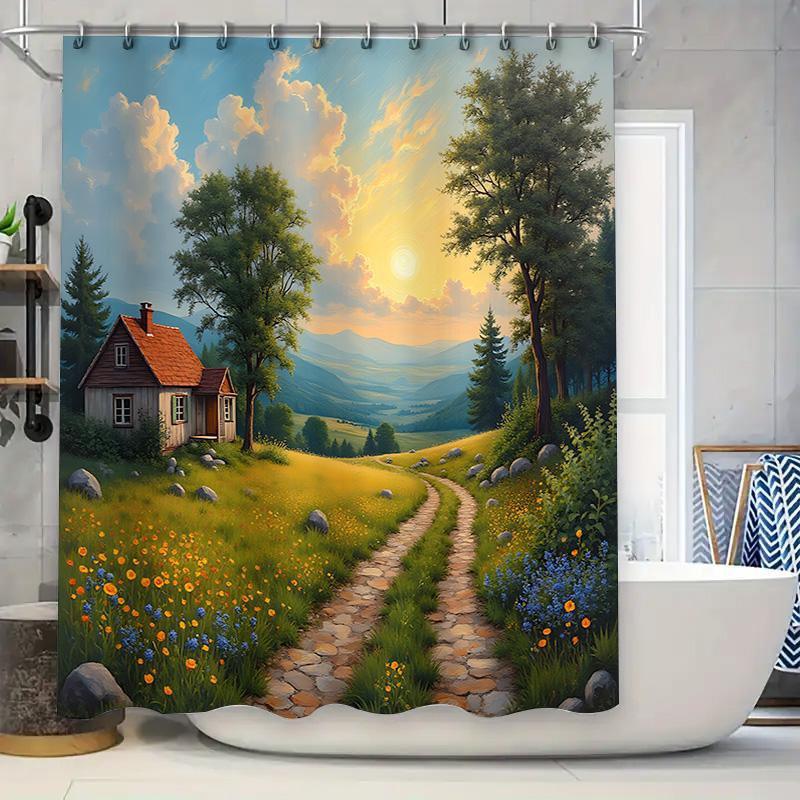 

Charming Cottage At Zhengzhou Yinji International Resort With Stone Path Flowers Suitable For Wet And Dry Separation Easy-Clean W60H190(CM)-1 Pcs