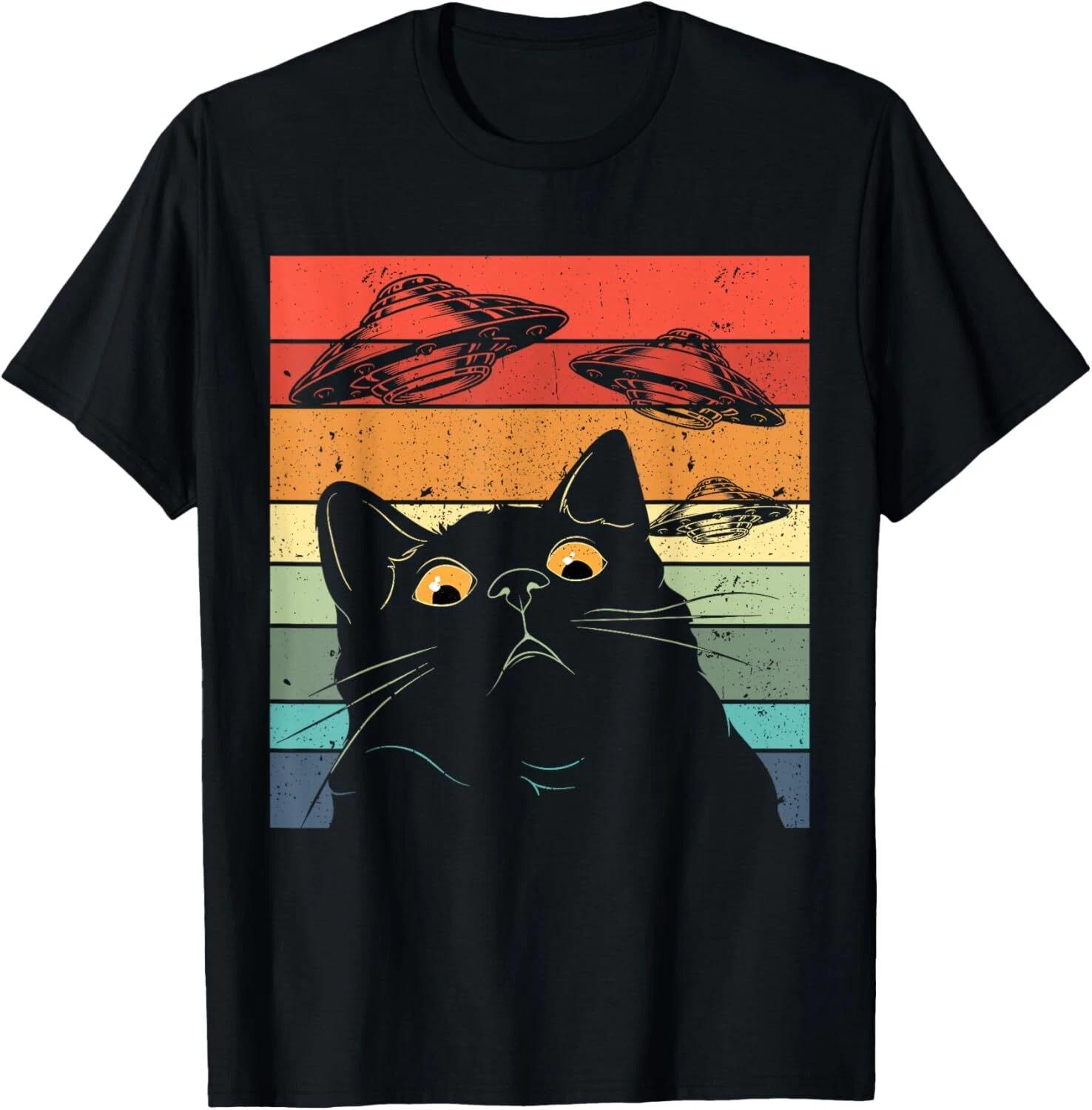 Funny Cat Tee_ Galaxy CaT-Shirt Spaceship Alien Cat UFO Gift Unisex T-Shirt 2XL