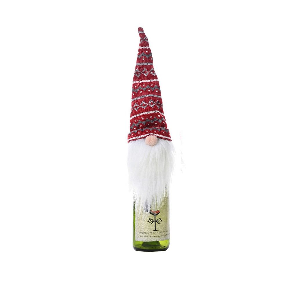 2pcs Cartoon Faceless Doll Champagne Bottle Cover Knitted Beer Wine Decor Party Favors