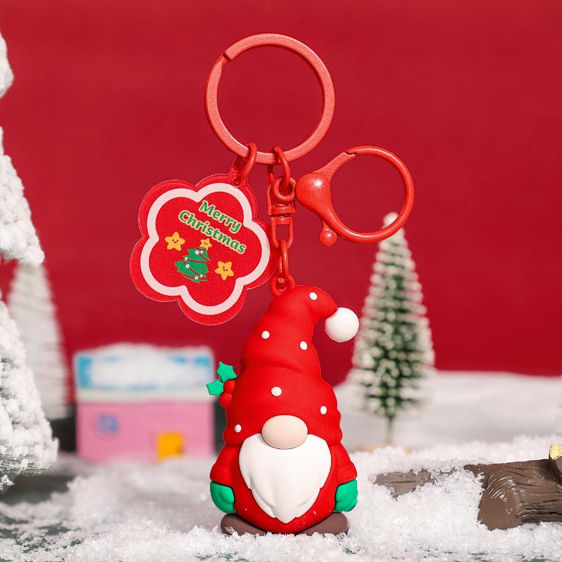 Creative Cute Christmas Keychain Santa Claus Snowman Elk Christmas Tree Pendant Cartoon Couple Car Backpack Hanging Decoration