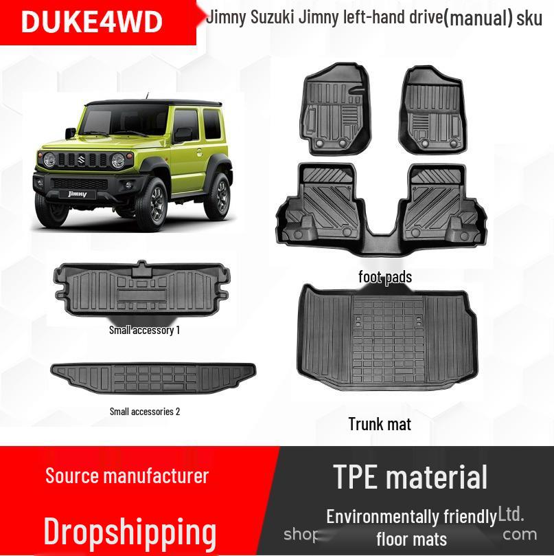 High-Side Wear-Resistant TPE Waterproof Floor Mats for Jiminy Suzuki Jimny