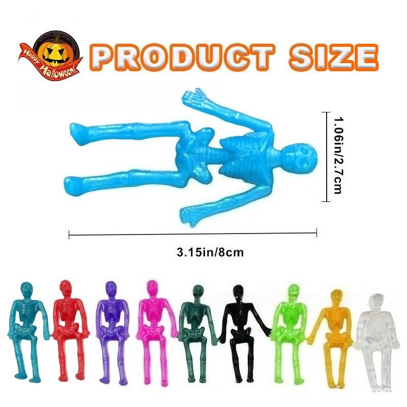 Halloween Stretchy Skeleton Toys, Random Color Squishy Skulls for Party Favors, Happy Halloween Goody Bag Fillers