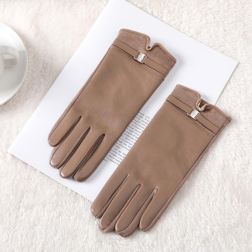 Women's Winter Touchscreen Gloves: Warm, Velvet-Lined, PU Leather, Windproof and Cute for Outdoor Driving & Cycling