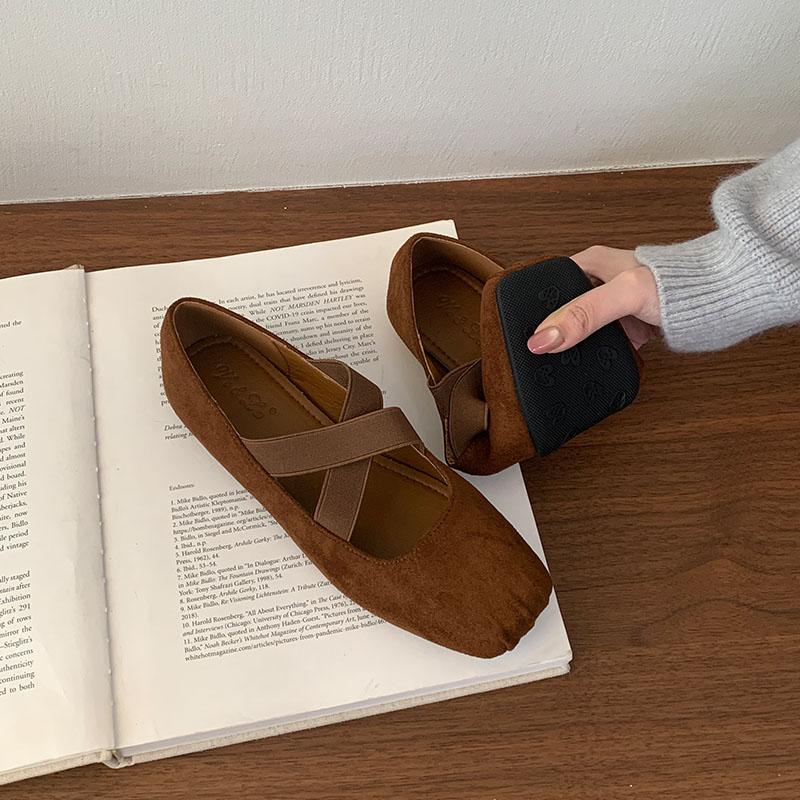 Fashion Fashion Elastic Band Women Flats With Shoes Square Toe Casual Female Footwear Shallow Ladies Ballet Flats Shoes New