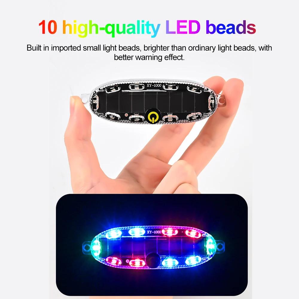 Solar Power Warning Light with Colorful LED For Car Motorcycles Flashlight Indicator In-Night Caution Strobe Light Running Lamp