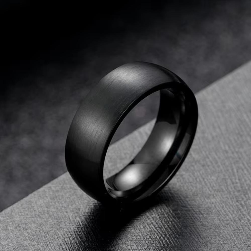 Black Solid Simple Vintage Rings Classic Men Stainless Steel Rings Matte Men Engagement Wedding Bands Jewelry Gift Wholesale