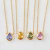 925 Sterling Silver Zircon Gold Plated Gem Stone Joyas Fashion Pendant Jewelry Birthstone Necklace for Women