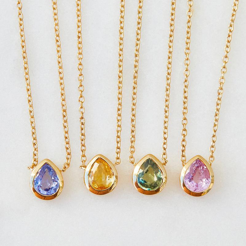 925 Sterling Silver Zircon Gold Plated Gem Stone Joyas Fashion Pendant Jewelry Birthstone Necklace for Women