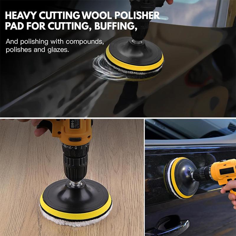 4/5/6 Inch Wool Car Polishing Pad Set For Polisher Machine Electric Drill Waxing Polishing Buffing Auto Paint Care Polisher Pads
