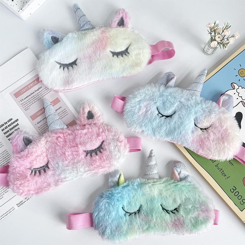 2025 Cute Unicorn Plush Light-Blocking Eye Mask for Women