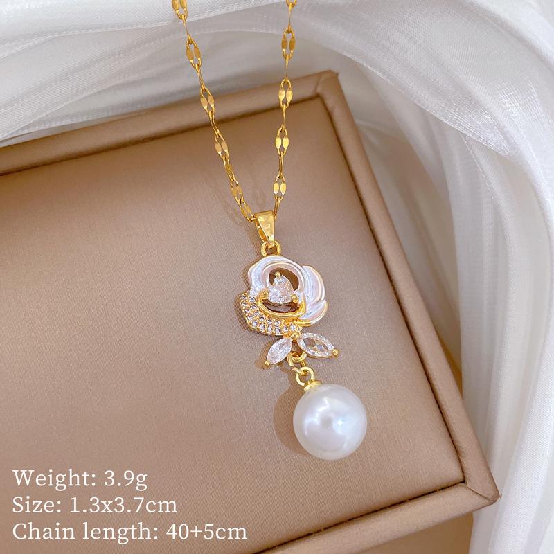 Kupfer-Mikro-Intarsien Leichter Luxus Mode Persönlichkeit Temperament Wunderschöne Voll-Diamant-Halskette Damen Vielseitige Schlüsselbein-Kette Titanstahl