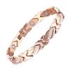 Geometric Leaf Design Titanium Steel Bracelet With Crystal Inlay Magnetic Therapy Elements Women