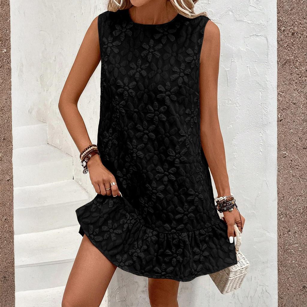 Modisches Damen-Farbiges Rundhals-Lässiges Ärmelloses Westendress