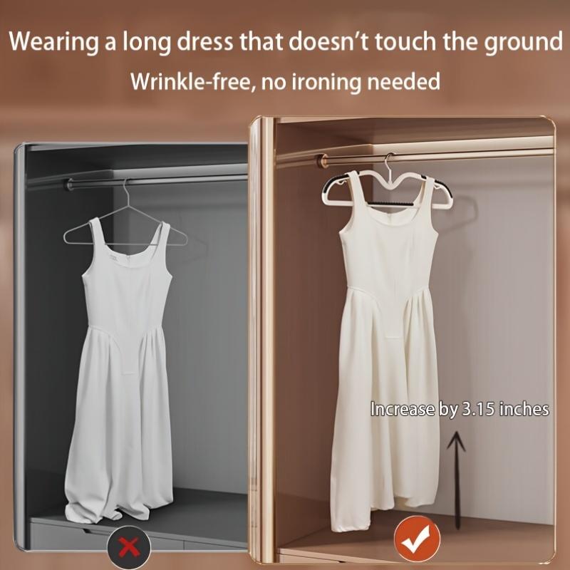 20pcs Space-Saving Plastic Hangers with Connectors, Non-Slip Short Neck, Organizer for Wardrobe Home Dorm Storage, Metal Hooks