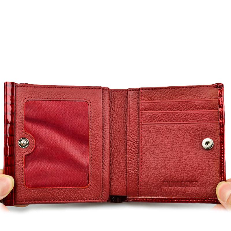 Damska portmonetka i krótki portfel z prawdziwej skóry, wielofunkcyjne, z wieloma przegródkami na karty.