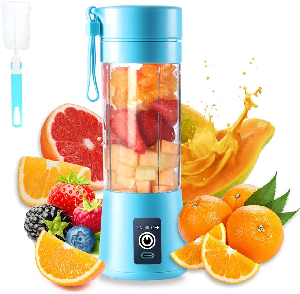 New Mini Portable Blender Bottle USB 6 Blades Fruit Fresh Juicer Smoothies Mixer Machine Crusher Food Processor for Kitchen