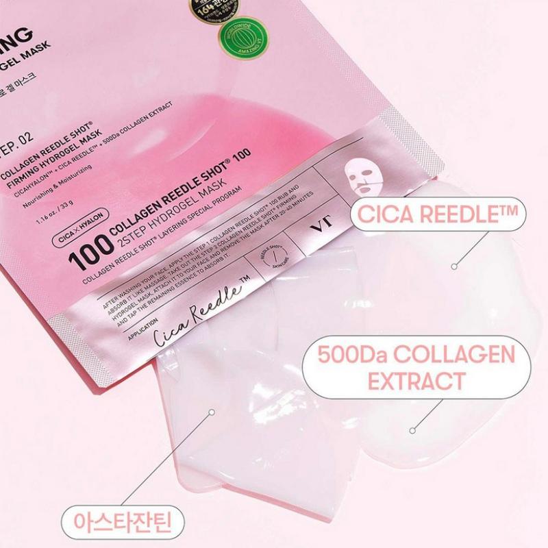 VT COSMETICS Collagen Reedle Shot 100 2 Step Hydrogel Mask 23g*4EA