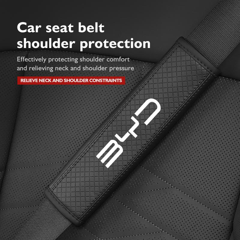 Leather Car Seat Belt Cover Shoulder Protection Strap Pad For BYD Tang F3 E6 Atto Yuan Plus Song Max F0 G3 I3 Ea1 G6