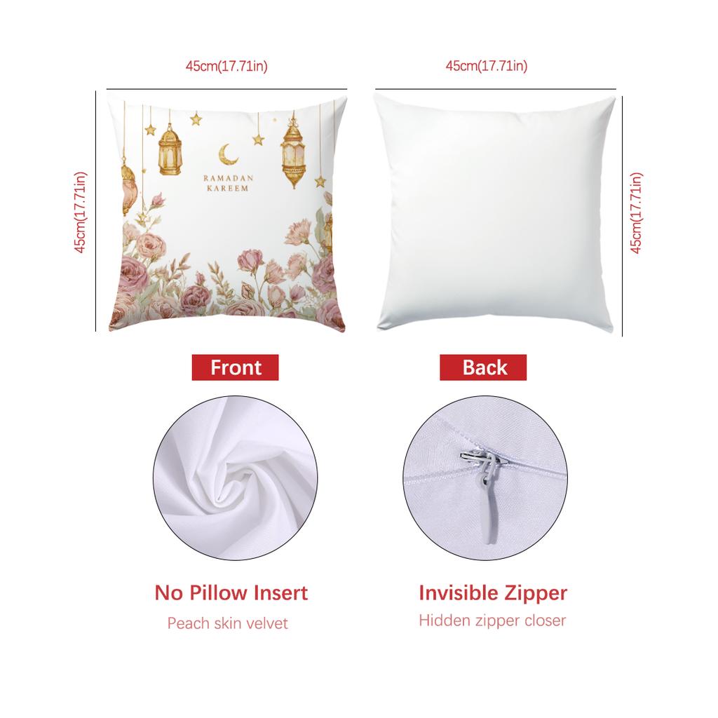 45x45cm Ramadan Festival Illustration Moon Lantern Pillow Covers Living Room Sofa Cushion Cover Soft Home Decorations