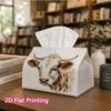 1pc, 2d Flat Printing, Tissue Box Cute Bull - Animal Wall Pattern Printed Tissue Box, Suitable for Napkin Storage In Cars, Kitchens, and Restaurants, 
