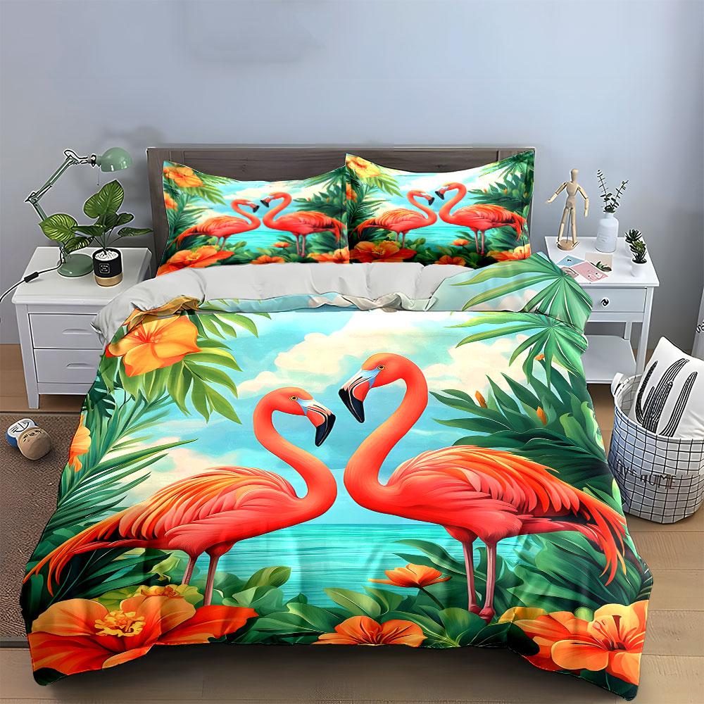 Flamingo Tropical Paradise Set Décor Exquisite Three-Piece Bedding Set Gift For Kids And Adults