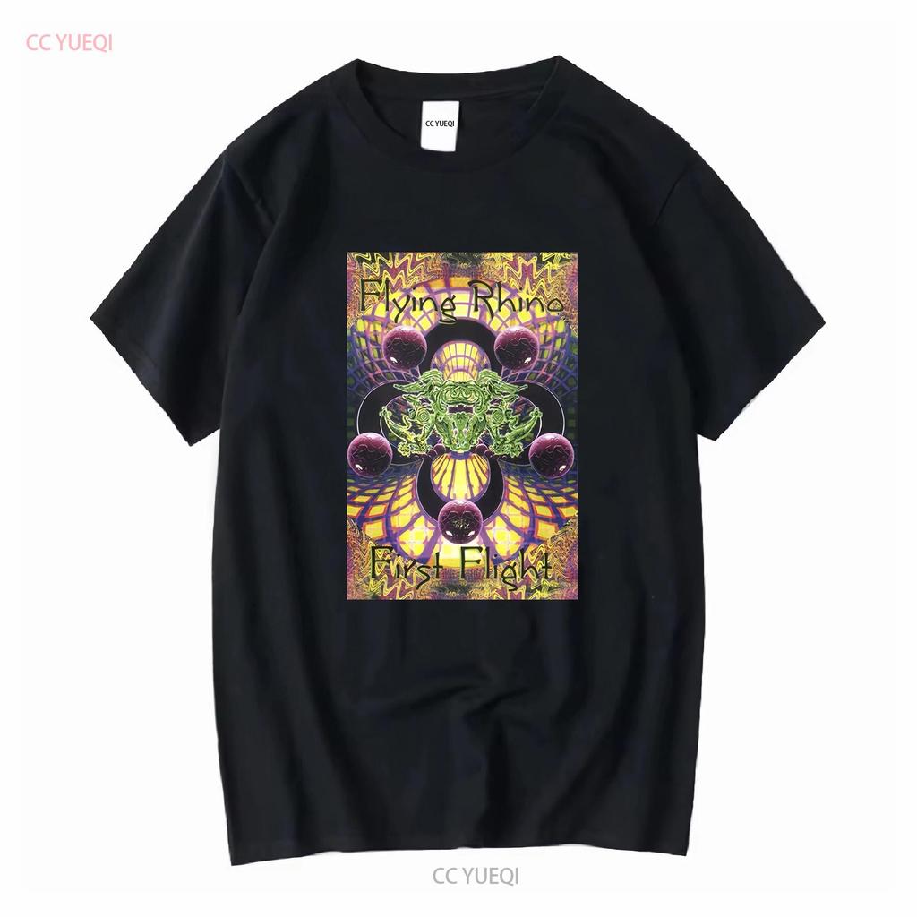 Mens T Shirt Cotton Psychedelic Trance Music Flying Rhino Records First Flight Vintage Washed Stretched Homme Soft Graphic